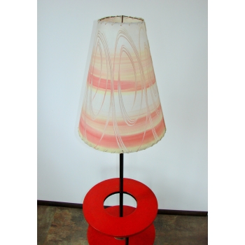 vintage floor lamp red shelf mid century
